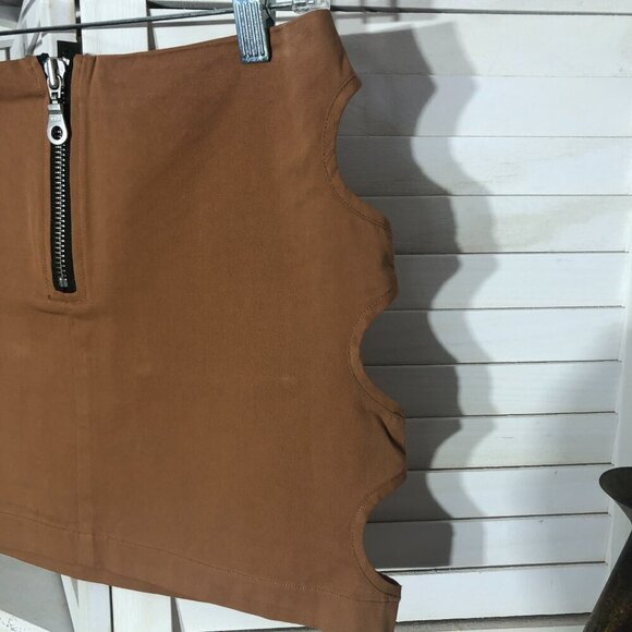 The Ragged Priest Brown Mini Skirt Cut Out Sides Size 8 - Picture 4 of 10